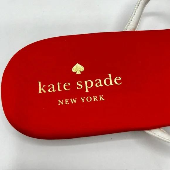 Kate Spade Women’s Size 9 Cabana Leather Orange/ Navy Blue Thong Sandals - Picture 9 of 16